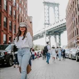 white rubble sleeve top / blouse